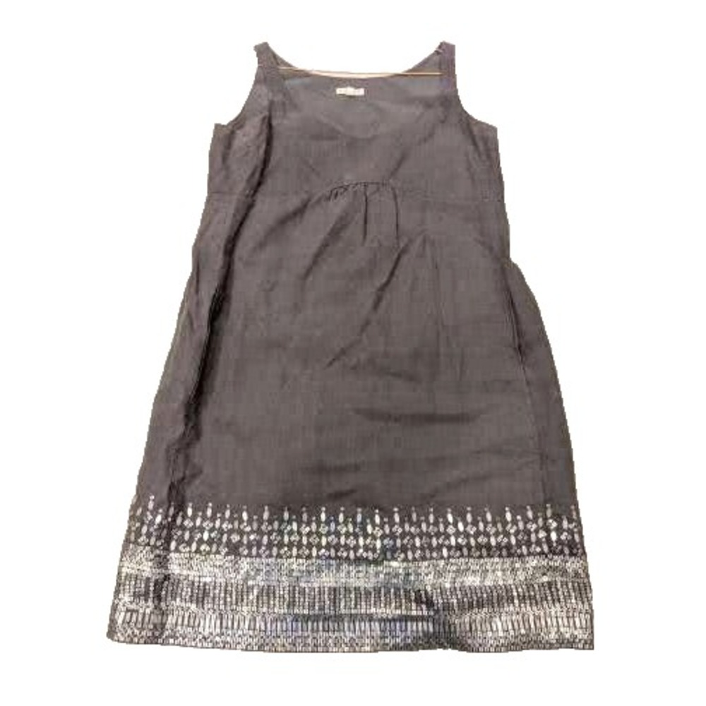 Eileen Fisher Dress Women 8 Organic Linen Sleeveless Sheath Mirror Detail Pocket
